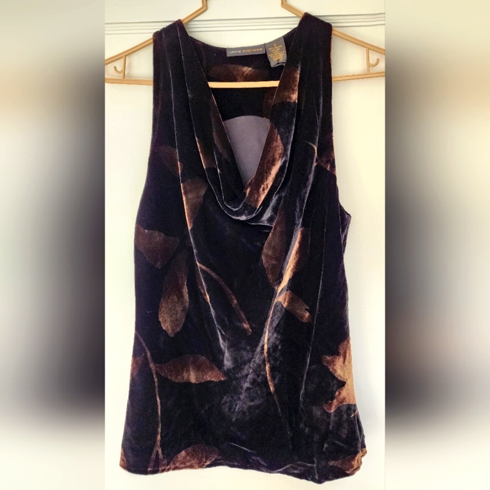 Vintage retro y2k black velvet cowl neck tank small / medium